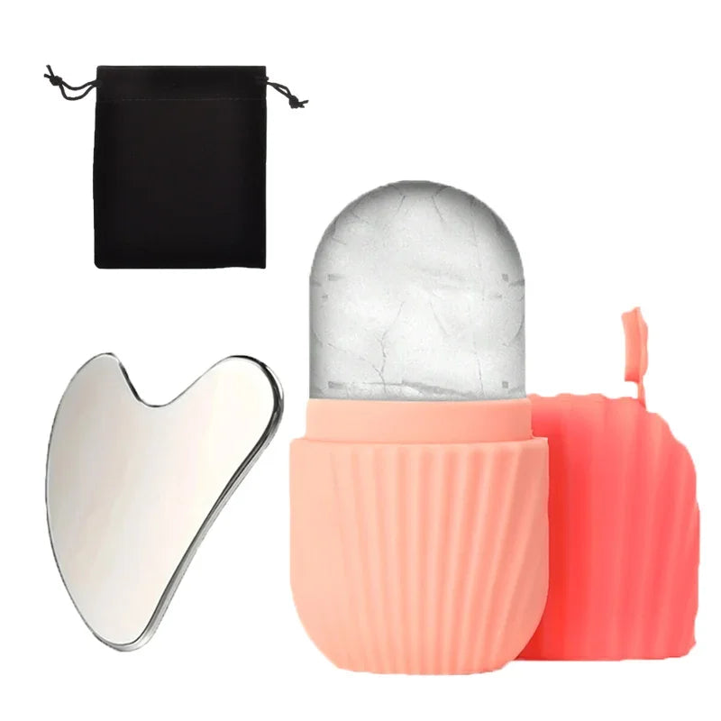 3PCS Ice Face Roller Stainless Steel Gua Sha Board Set Facial Massager Face Massage Roller Face Lifting Beauty Skin Care Tools