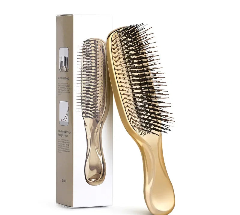 Japanese Premium Head Massager Scalp Brush Hair Massager Shampoo Brush Wet Plastic Detangling Brush Hair Cleaning Comb Rose Gold