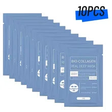 10PCS Bio Collagen Face Mask Anti Wrinkle Fade Face Fine Line Lift Firm Skin Anti-Aging Brighten SkinCare Korean Cosmetics