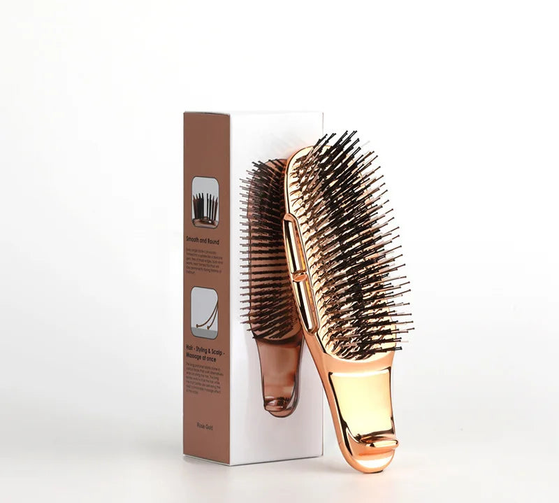 Japanese Premium Head Massager Scalp Brush Hair Massager Shampoo Brush Wet Plastic Detangling Brush Hair Cleaning Comb Rose Gold