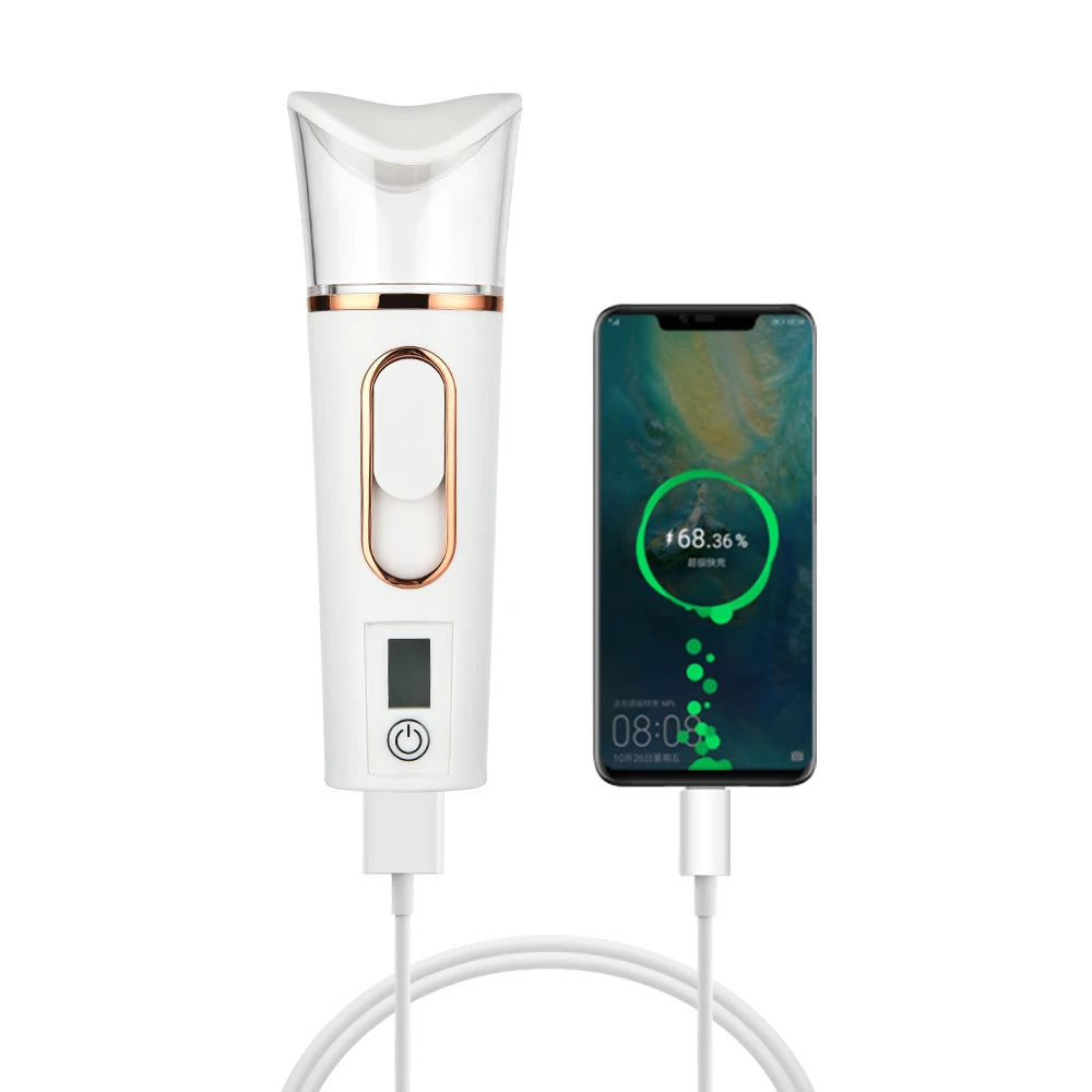 Mist Sprayer Handheld Nano Beauty Instrument Mini Hydrating Humidifier Skin Care LED Display Portable Facial Steamer Nebulizer