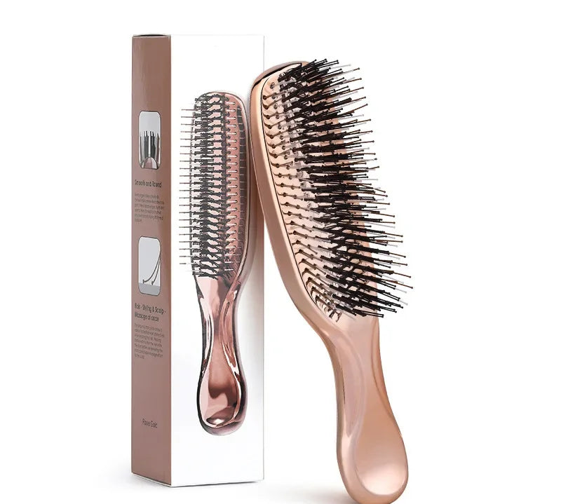 Japanese Premium Head Massager Scalp Brush Hair Massager Shampoo Brush Wet Plastic Detangling Brush Hair Cleaning Comb Rose Gold